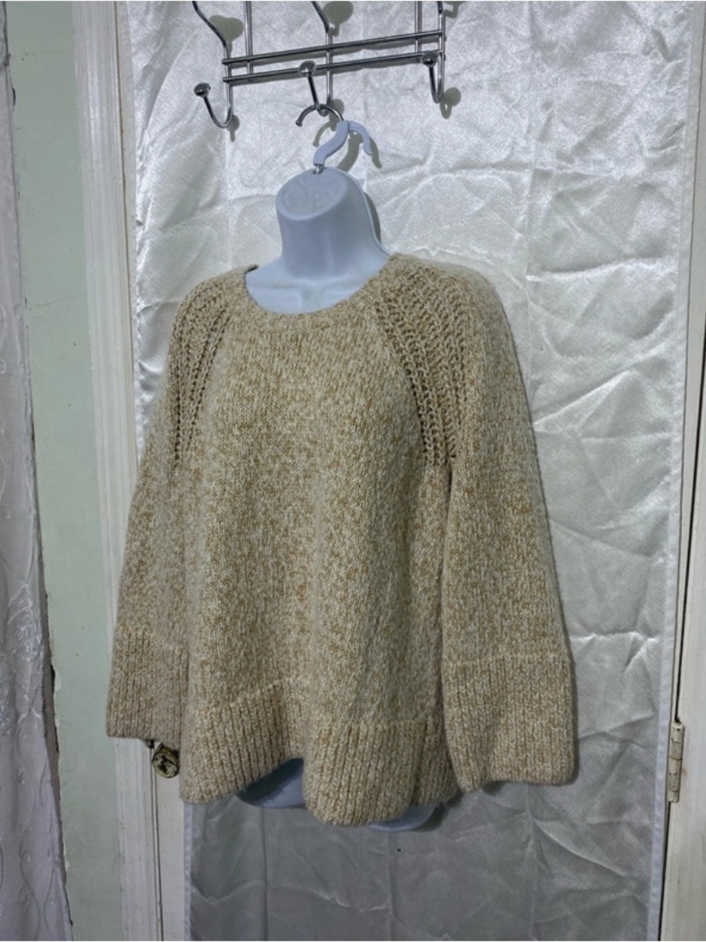 Talbots Cream Textured Raglan Knit Sweater